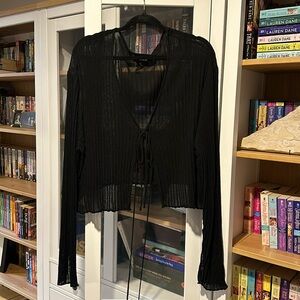Sheer Cider Black Tie Front Cardigan
